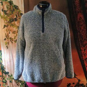 EUC: Girls' St. John's Bay sz Medium Heather Gray Fuzzy Fleece Quarter-Zip